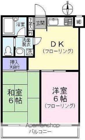 マンション美千和(2DK/1階)の間取り写真