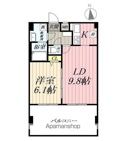 アーバハイツ六町環七北通(1LDK/5階)の間取り写真
