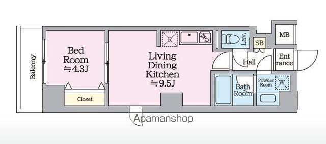 アイルグランデ亀戸(1LDK/7階)の間取り写真