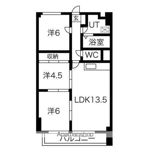 SUNMARINE日辨(3LDK/2階)の間取り写真