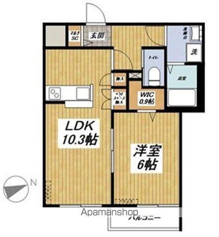 モンパレット(1LDK/2階)の間取り写真