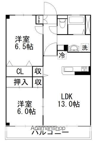 GRAND SIX(2LDK/2階)の間取り写真