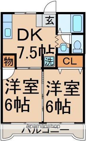 ウェルサイドマンション(2DK/3階)の間取り写真