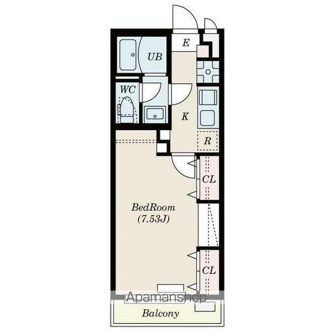 リュクス錦町(1K/2階)の間取り写真