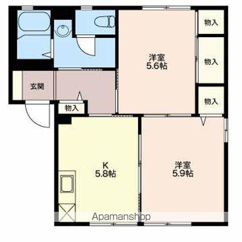 グリーンハイツ島立(2K/2階)の間取り写真