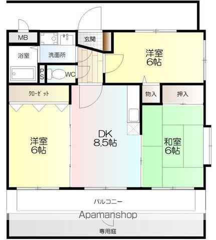 ユーミーFⅡ(3DK/1階)の間取り写真