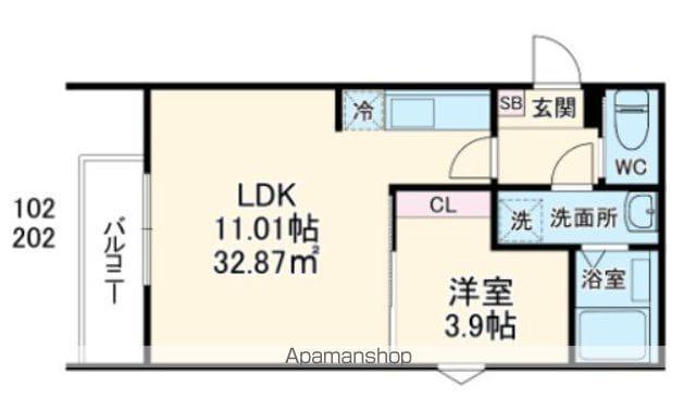 セレーネ元山(1LDK/2階)の間取り写真