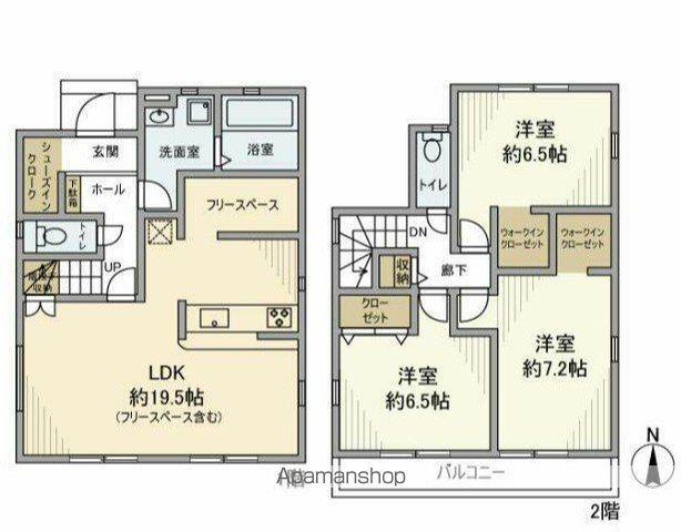 青梅線 西立川駅 徒歩18分 2階建 築3年(3LDK)の間取り写真