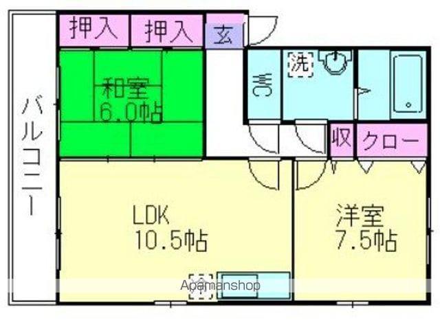 ヴィルヌーブ東櫛原(2LDK/2階)の間取り写真