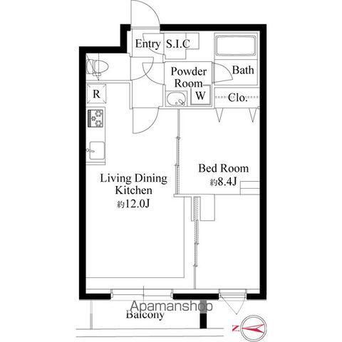グランパセオ代々木上原Ⅱ(1LDK/1階)の間取り写真
