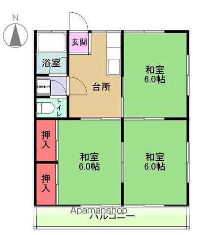 愛谷マンション1・2(3K/2階)の間取り写真