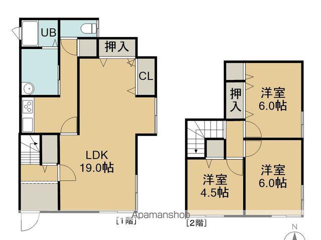 函館市電本線湯川線 柏木町駅 徒歩4分 2階建 築56年(3LDK)の間取り写真