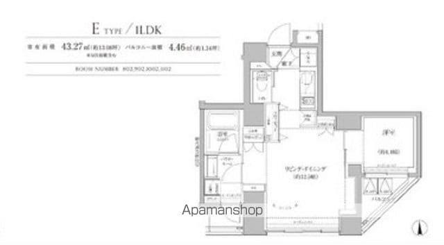 RELUXIA上野イースト(1LDK/11階)の間取り写真