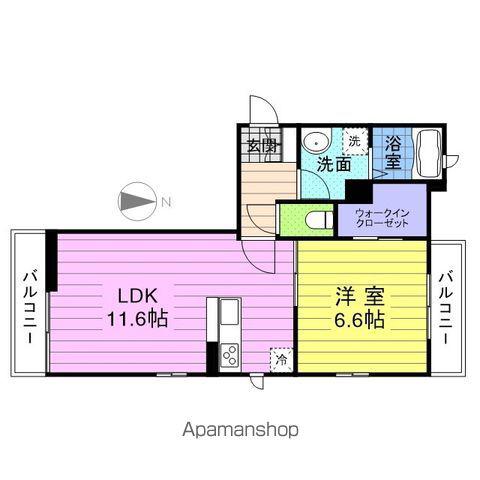 パレス白鳥(1LDK/2階)の間取り写真
