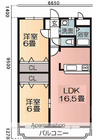 フルールS(2LDK/1階)の間取り写真