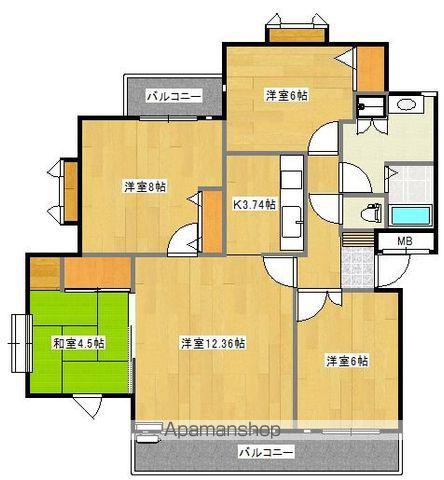 ヒルズ飯倉(4LDK/4階)の間取り写真