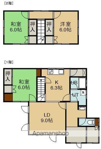 函館市電本線湯川線 深堀町駅 徒歩13分 2階建 築50年(3LDK)の間取り写真