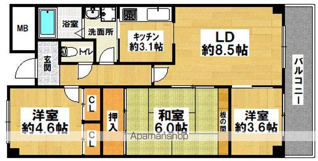 リアンジェ泉大津(3LDK/3階)の間取り写真