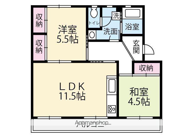 パークサイド三日月(2LDK/3階)の間取り写真