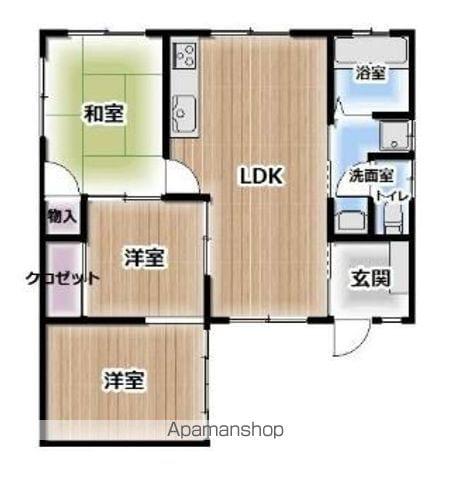 東北本線 郡山駅(福島) バス乗車時間:25分 日出の山バス停で下車 徒歩3分 1階建 築39年(3LDK)の間取り写真