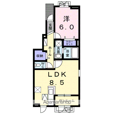 アウローラⅢ(1LDK/1階)の間取り写真