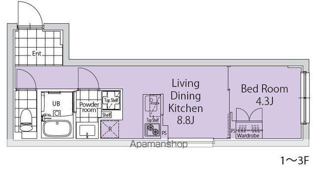 EXAM新中野Ⅱ(1LDK/3階)の間取り写真
