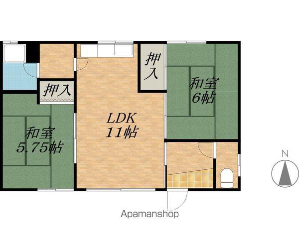 根室本線 帯広駅 バス乗車時間:11分 報和団地バス停で下車 徒歩10分 1階建 築53年(2LDK)の間取り写真