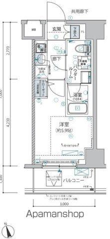 ヴァローレ松戸フィーロ(1K/8階)の間取り写真