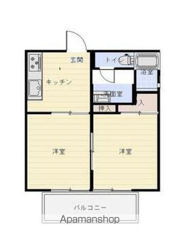 パナハイツ タムラ(2DK/1階)の間取り写真