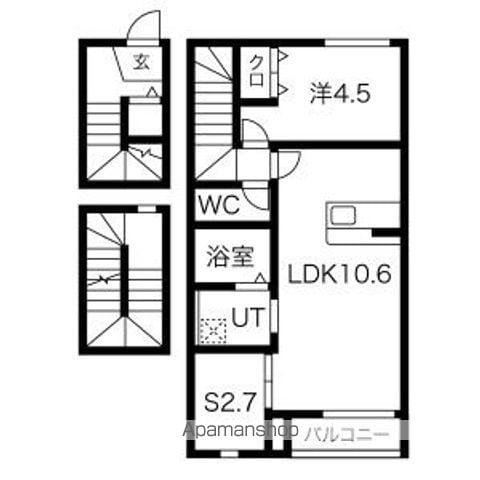 エストポミエ B棟(1SLDK/3階)の間取り写真