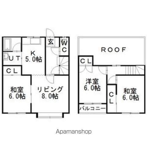 西岡4条13丁目メゾネット(3LDK/1階)の間取り写真