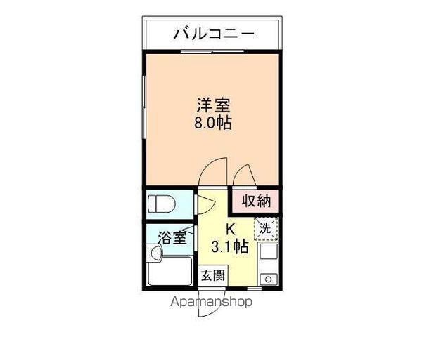 ナチュラルH(1K/1階)の間取り写真