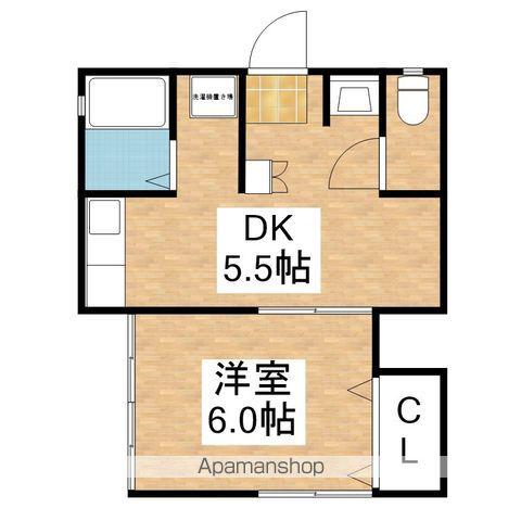 コリーヌ如月B棟(1DK/2階)の間取り写真