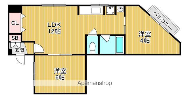 マンション華(2LDK/4階)の間取り写真