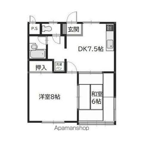 ヴィラたかくろB棟(2DK/2階)の間取り写真