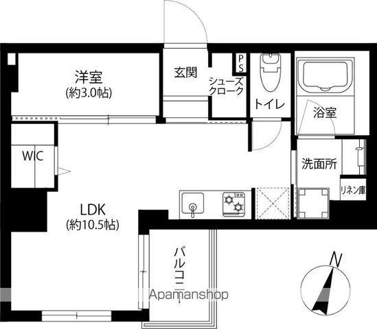 BLANCCIEL西新Ⅱ(1LDK/3階)の間取り写真