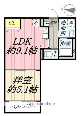 キャメル吉川美南4 東棟(1LDK/1階)の間取り写真