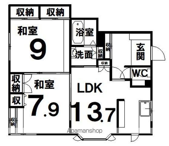 根室本線 釧路駅 徒歩11分 2階建 築28年(2LDK)の間取り写真