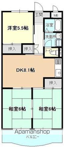 グランドハイツカトレア(3DK/2階)の間取り写真