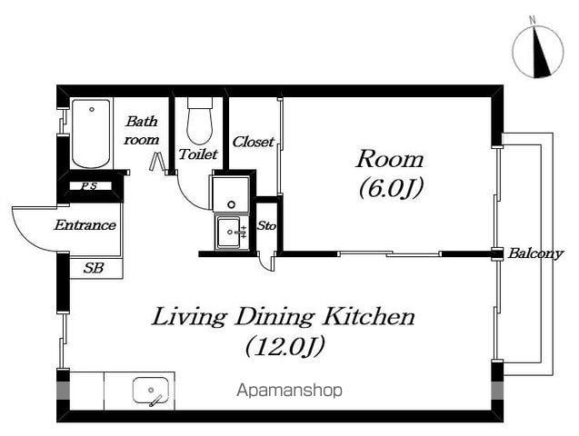 ハイツ朝日(1LDK/1階)の間取り写真