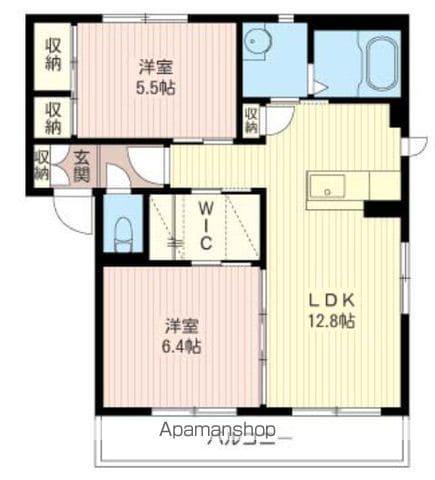 シャンテマーレB(2LDK/1階)の間取り写真