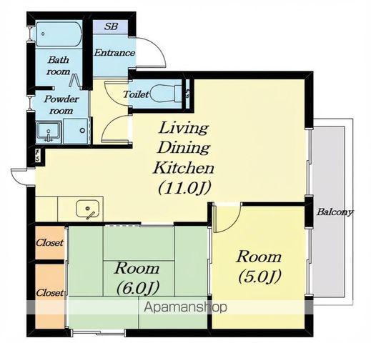 シティーパレスⅡ(2LDK/1階)の間取り写真