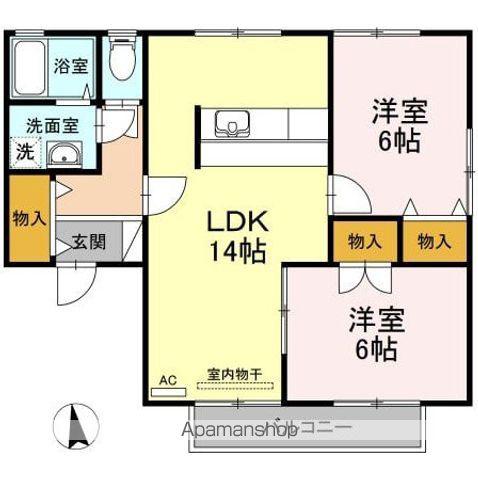 コスモタウンB(2LDK/1階)の間取り写真