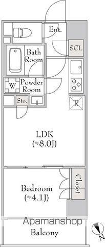 ルミーク関内(1LDK/4階)の間取り写真