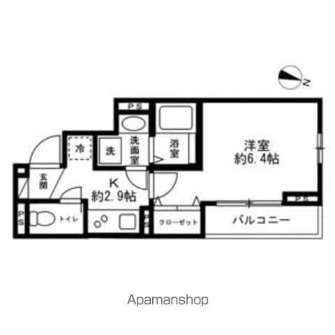 ベルウェル亀岡(1K/2階)の間取り写真