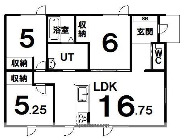 根室本線 釧路駅 徒歩28分 1階建 新築(3LDK)の間取り写真