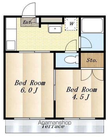 エスポアール(2K/1階)の間取り写真