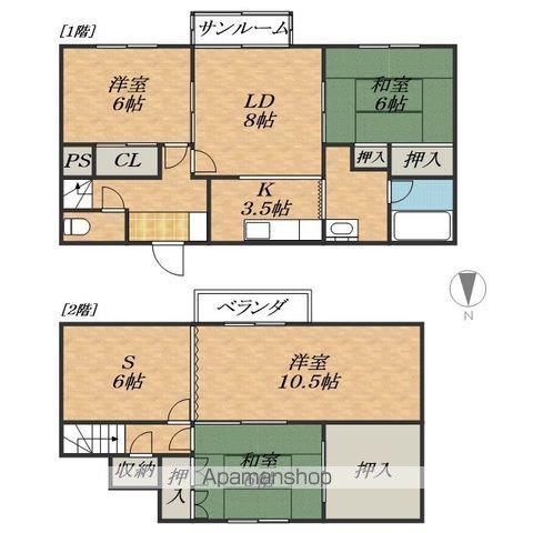 北海道帯広市 2階建 築53年(4SLDK)の間取り写真