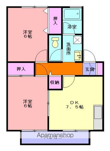 ガーデンシティ桜町E(2DK/2階)の間取り写真