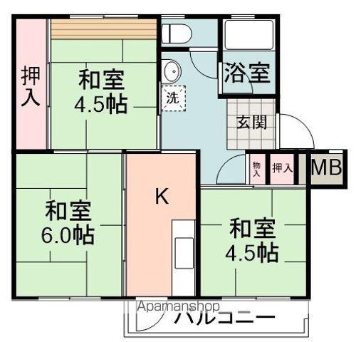 松富団地4号棟(3K/5階)の間取り写真